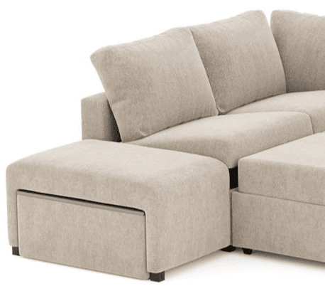 Sofá de canto ELTONEL com cama reversível 3 lugares camelo