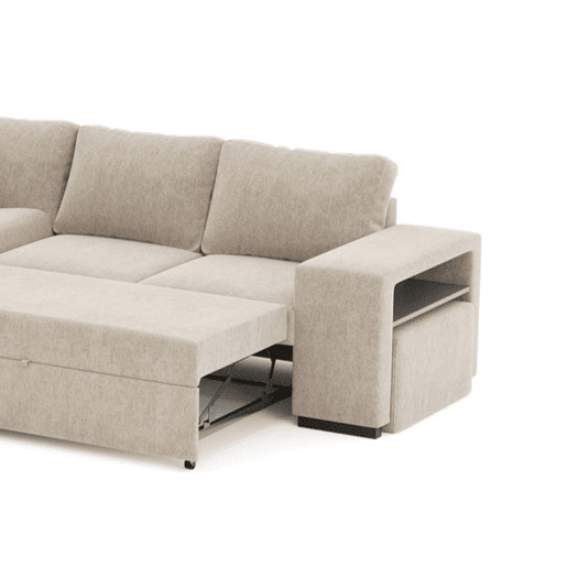 Sofá de canto ELTONEL com cama reversível 3 lugares camelo