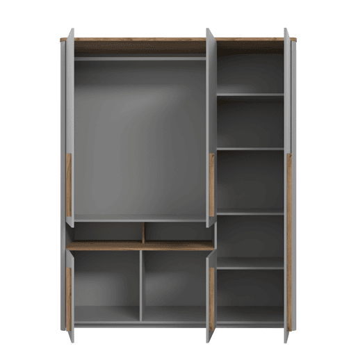 Roupeiro SURFINO portas batentes 158x194cm cinza