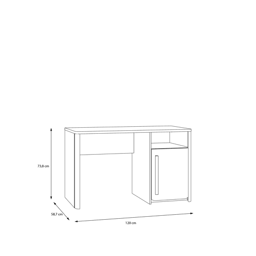 Secretária SURFINO 120x73,5cm 1 porta cor cinza