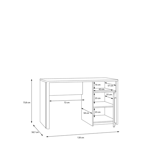 Secretária SURFINO 120x73,5cm 1 porta cor cinza