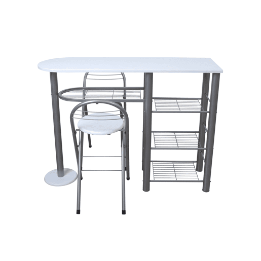 Conjunto balcão e 2 bancos de bar MALACCA II branco e petro