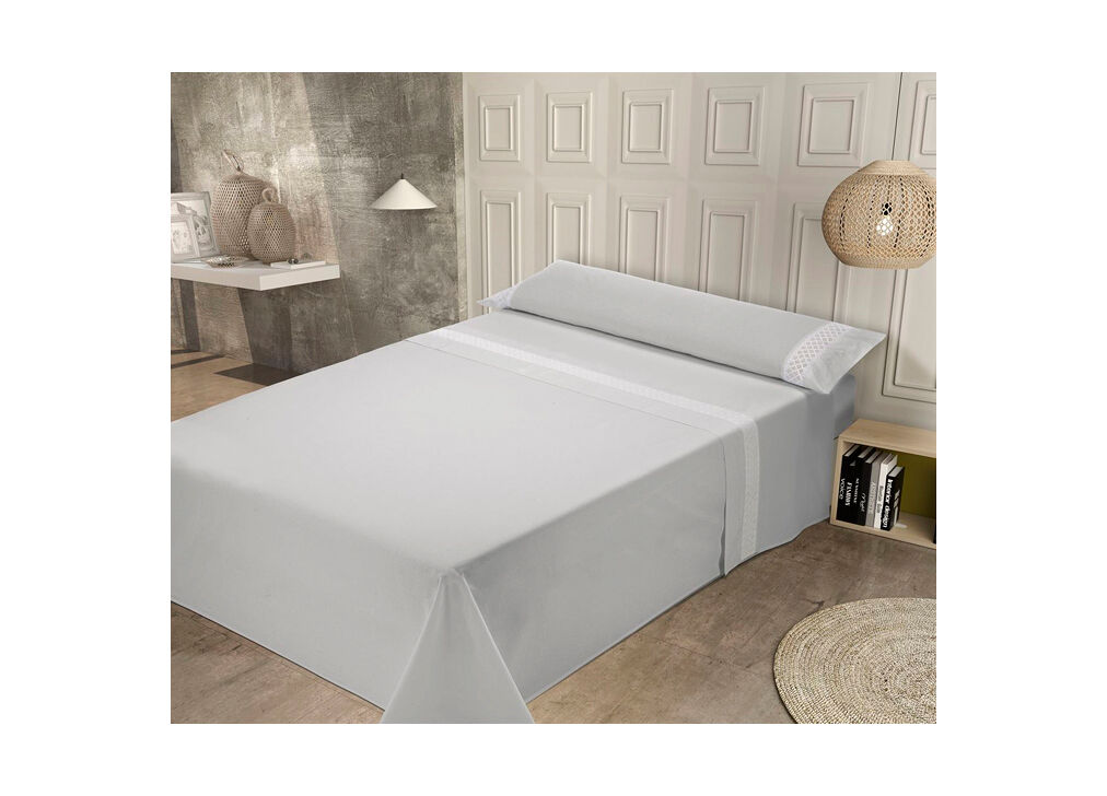 Juego sábanas ELISA gris cama 135cm