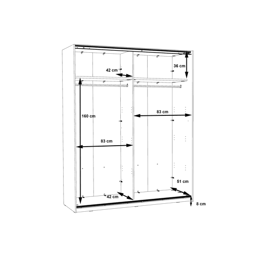 Roupeiro NEVADA portas deslizantes 170x209cm branco Roupeiro NEVADA portas deslizantes 170x209cm branco