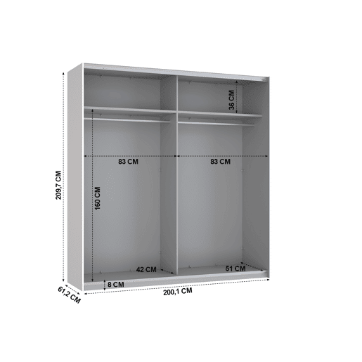 Roupeiro NEVADA portas deslizantes 200x209cm branco
