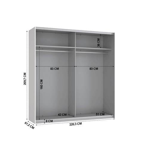 Roupeiro NEVADA portas deslizantes 220x209cm branco