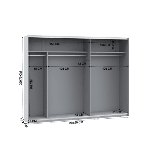 Roupeiro NEVADA portas deslizantes 270x209cm branco