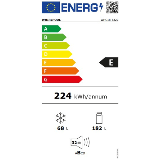 Combinado encastre WHIRLPOOL WHC18 T322 250 litros No Frost Combinado encastre WHIRLPOOL WHC18 T322 250 litros No Frost