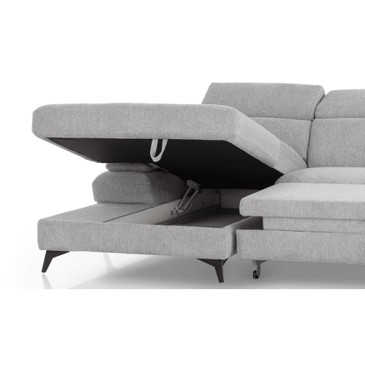 Chaise longue TITUS com cama esquerda 4 lugares cinza