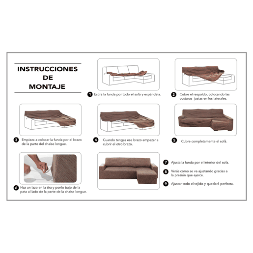 Capa para chaise longue CAMERON cinza esquerda