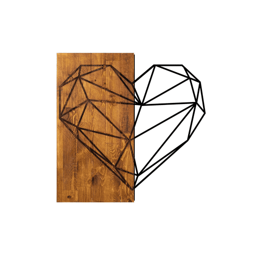 Placa decorativa WOOD HEART em metal negro