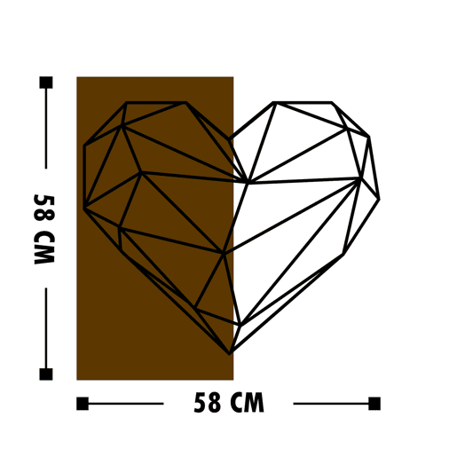 Placa decorativa WOOD HEART em metal negro