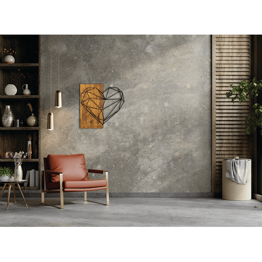 Placa decorativa WOOD HEART em metal negro