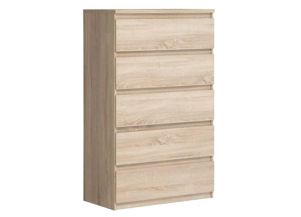 Cómoda NEVADA alta 5 cajones roble