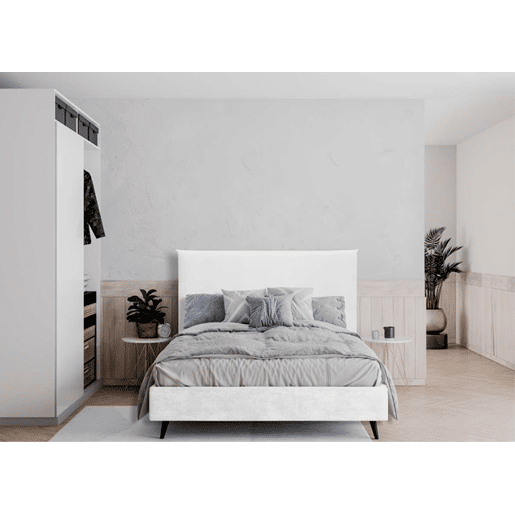 Cabeceira BABEL tecido branco brillo 160x120cm Cabeceira BABEL tecido branco brillo 160x120cm
