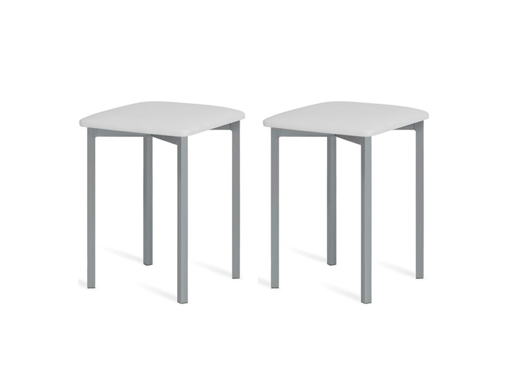 Pack de 2 taburetes bajos bene blanco y gris