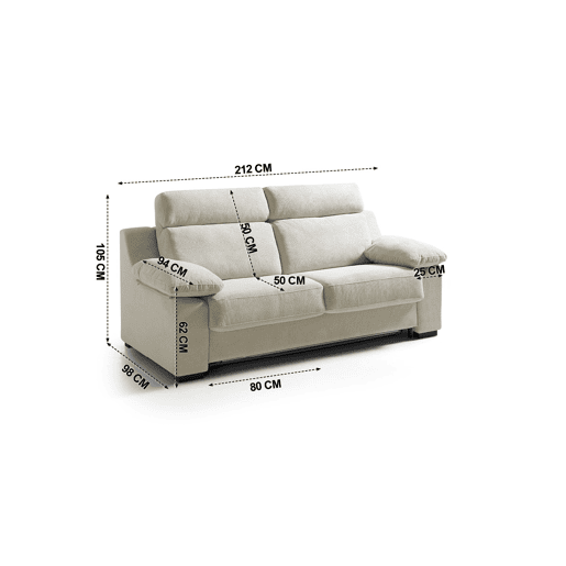 Sofá cama MOLLY 3 lugares cor bege