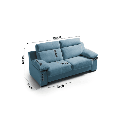 Sofá cama MOLLY 3 lugares cor azul Sofá cama MOLLY 3 lugares cor azul