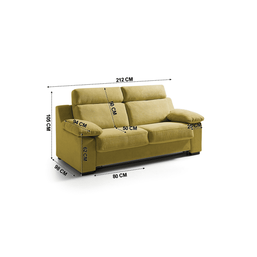 Sofá cama MOLLY 3 lugares cor mostarda