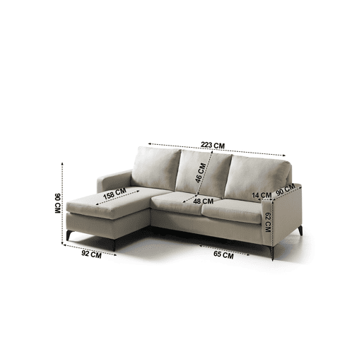 Chaise longue CHIC lado esquerdo cor bege