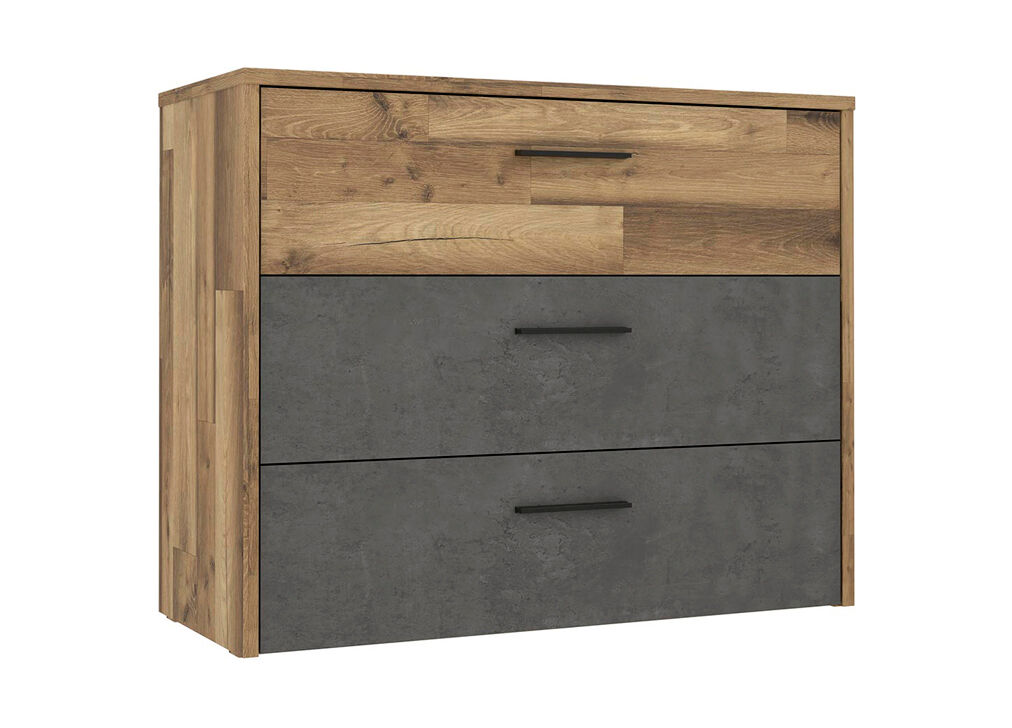 Cómoda 3 cajones RICCIANO negro y roble