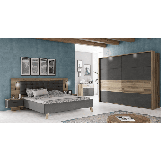 Conjunto cama 160x200cm cabeceira e mesas de cabeceira RICCIANO