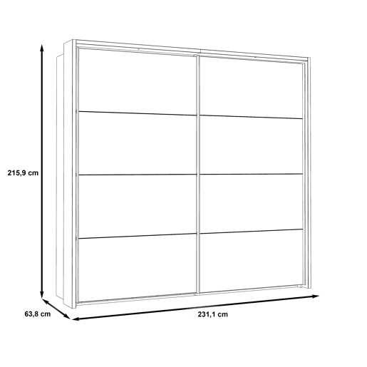 Roupeiro RICCIANO portas deslizantes 230x215cm carvalho