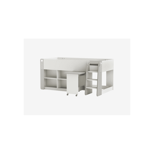 Cama compacta 90x200cm GAME branca e cinza