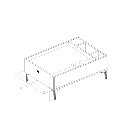 Mesa de centro ANDORA cor nogueira e pés de metal cor preta