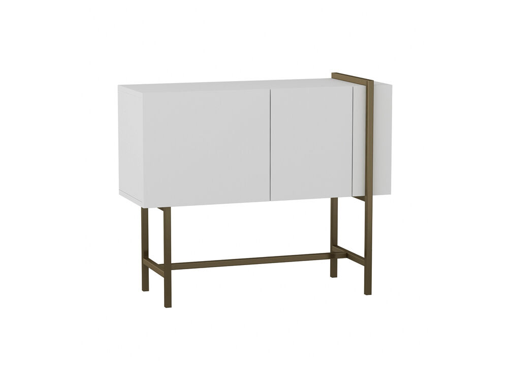 Consola EUFORIA color blanco con patas metálicas doradas