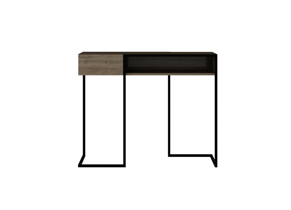 Consola ZUG nogal con patas metálicas color negro
