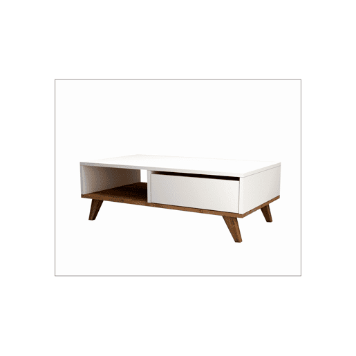 Mesa de centro GLIN cor branca e nogueira Mesa de centro GLIN cor branca e nogueira