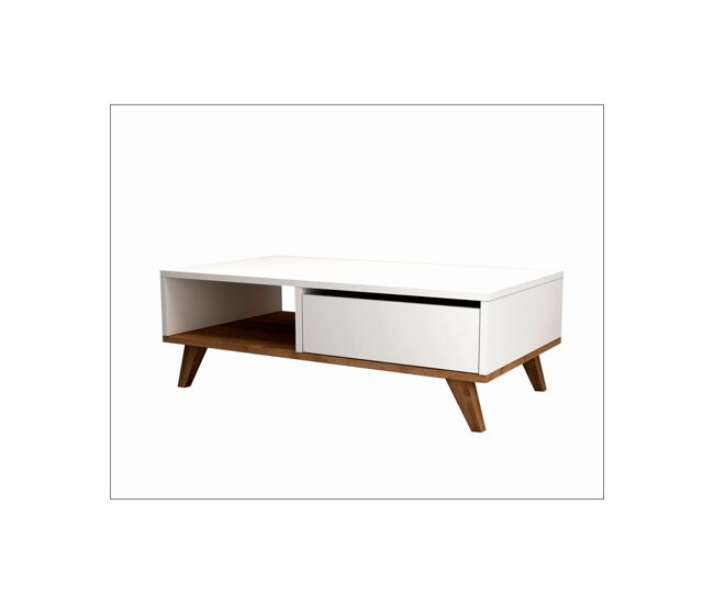 Mesa de centro GLIN color blanco y nogal