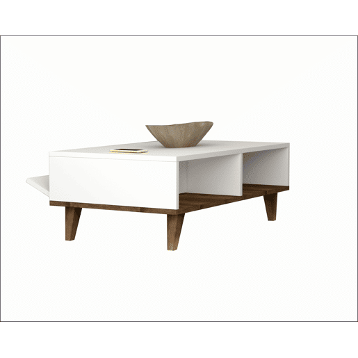 Mesa de centro GLIN cor branca e nogueira Mesa de centro GLIN cor branca e nogueira