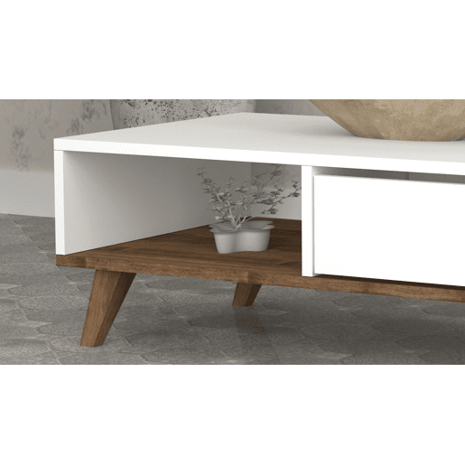Mesa de centro GLIN cor branca e nogueira Mesa de centro GLIN cor branca e nogueira