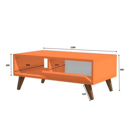 Mesa de centro GLIN cor branca e nogueira Mesa de centro GLIN cor branca e nogueira