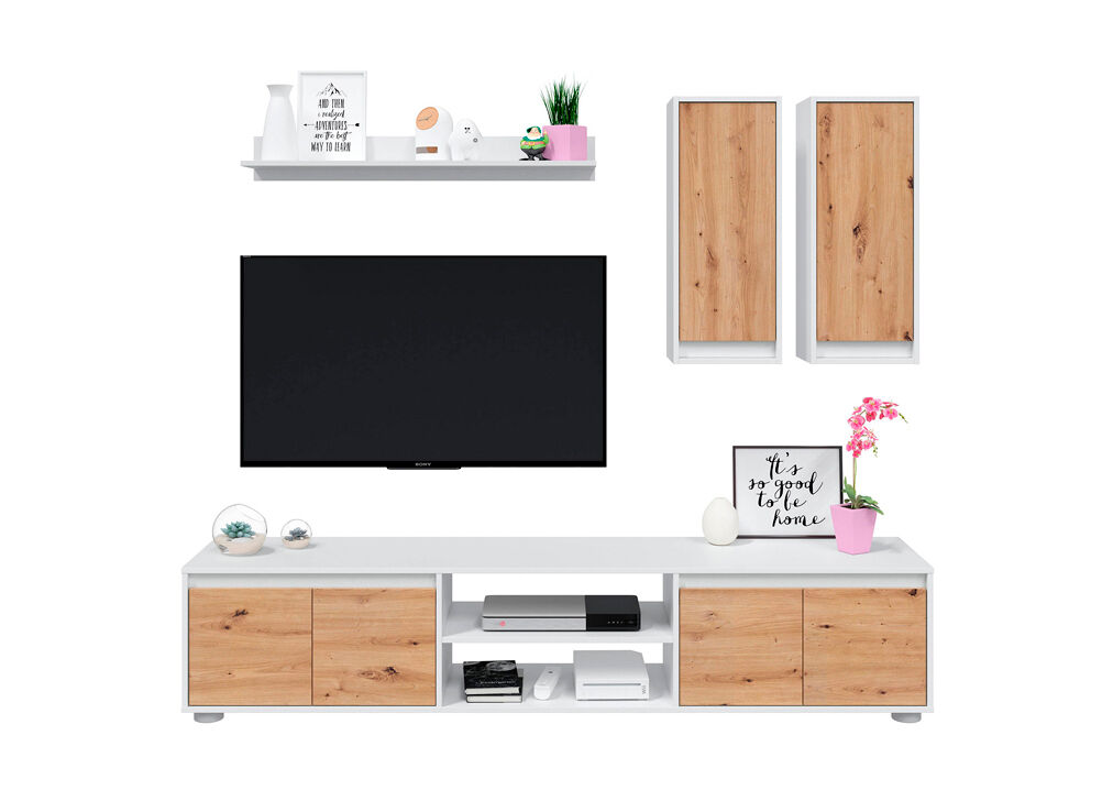 Compacto de TV YUMA blanco roble 200cm