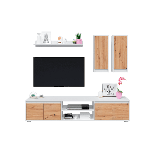 Compacto de TV YUMA carvalho branco 200cm