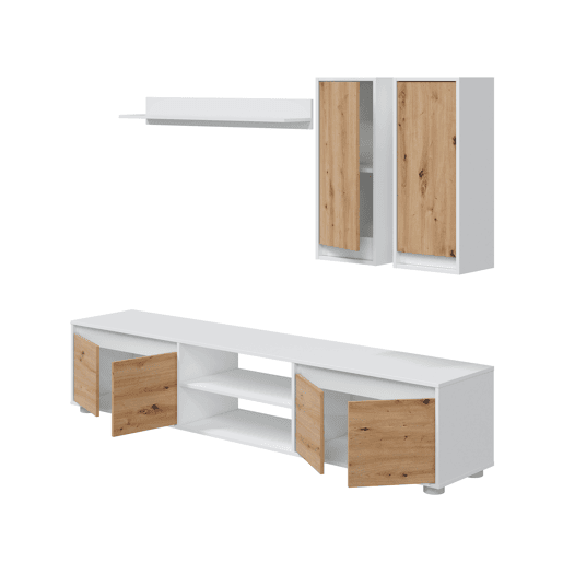 Compacto de TV YUMA carvalho branco 200cm