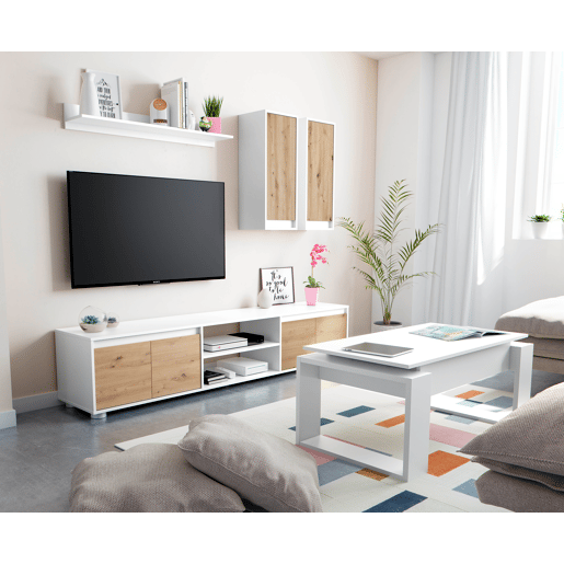 Compacto de TV YUMA carvalho branco 200cm