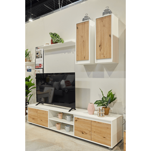 Compacto de TV YUMA carvalho branco 200cm
