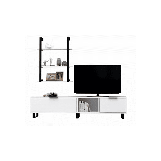 Conjunto de móvel de TV e prateleira ZENA, branco Conjunto de móvel de TV e prateleira ZENA, branco