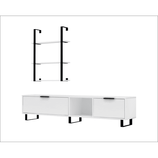 Conjunto de móvel de TV e prateleira ZENA, branco Conjunto de móvel de TV e prateleira ZENA, branco