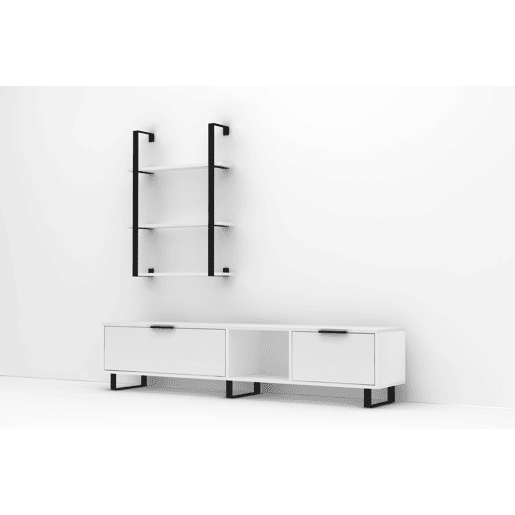 Conjunto de móvel de TV e prateleira ZENA, branco Conjunto de móvel de TV e prateleira ZENA, branco