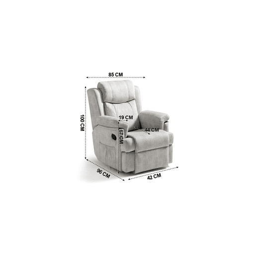 Cadeirão relax manual KYRA cor cinza claro