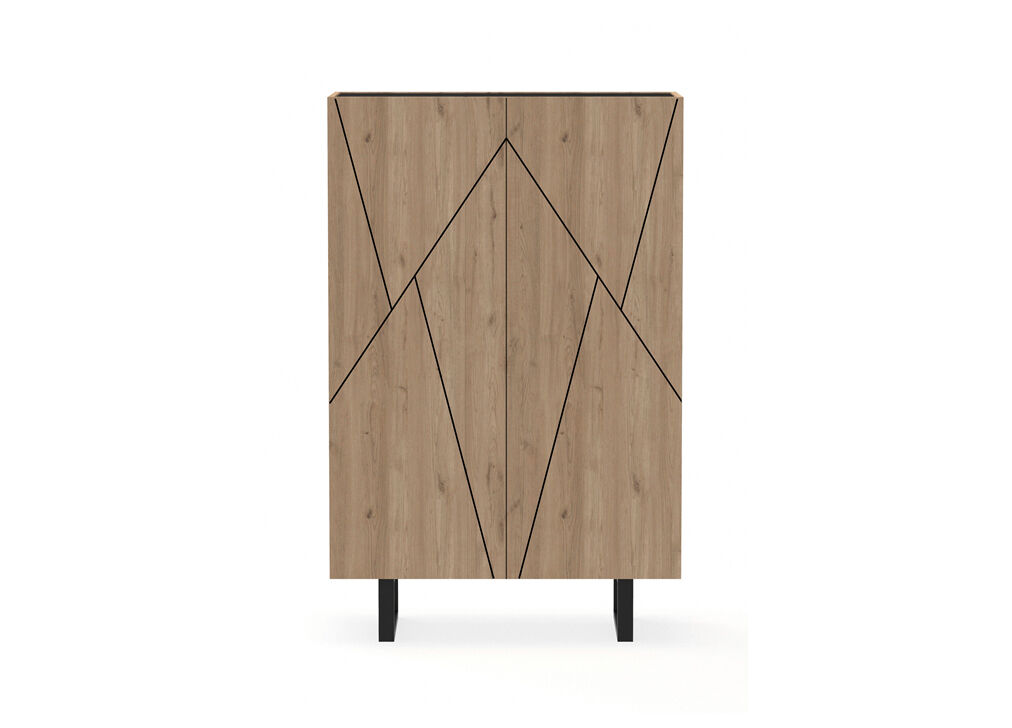 Aparador alto MILENA 2 puertas roble y negro