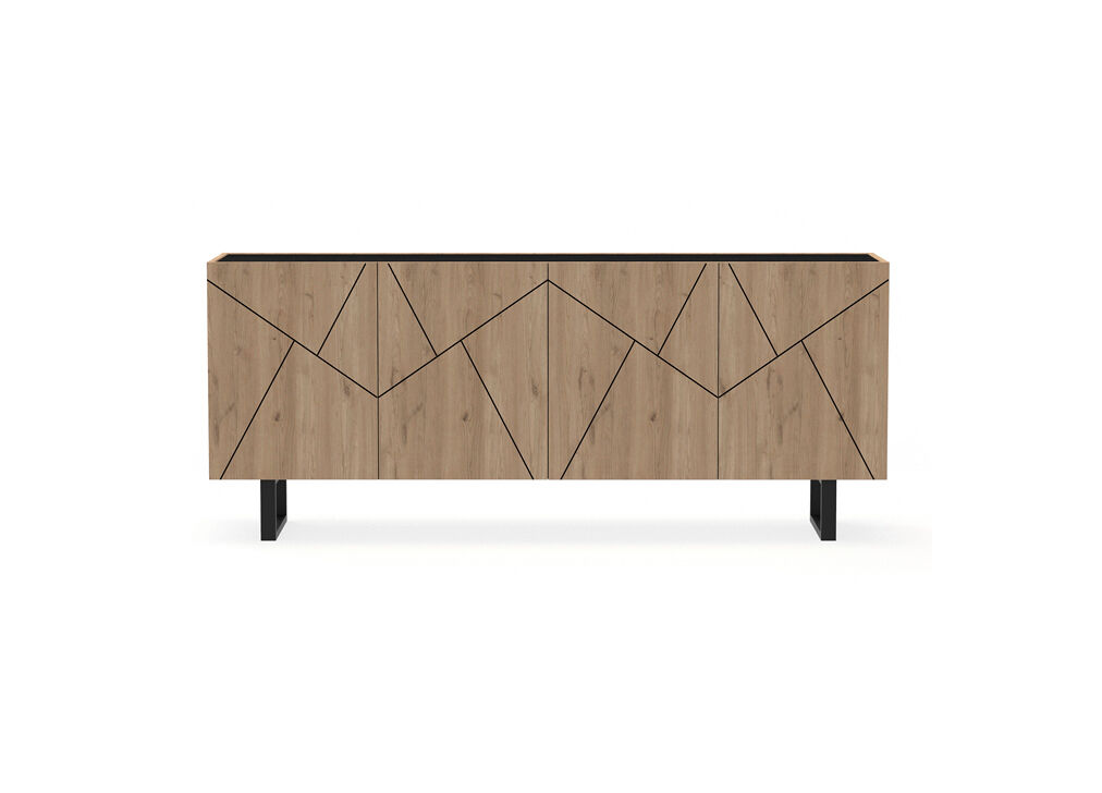 Aparador bajo 4 puertas MILENA roble y negro