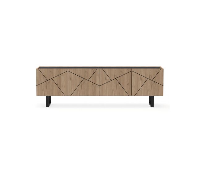 Mueble tv 4 puertas milena roble y negro