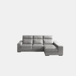 Chaise longue 4 lugares FULL com 3 puffs lado dereito cinza claro