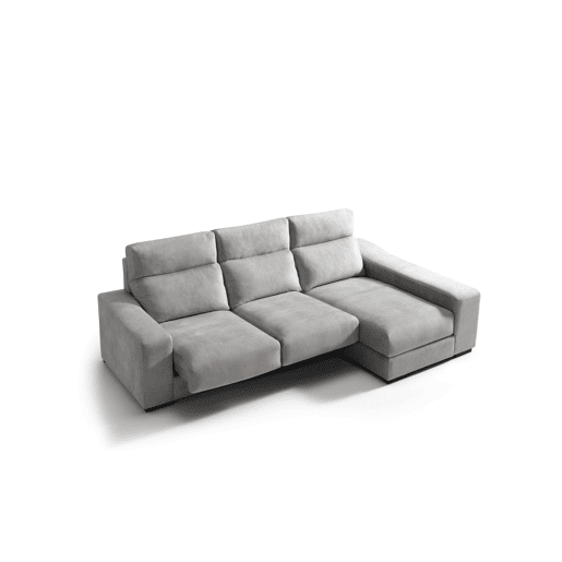Chaise longue 4 lugares FULL com 3 puffs lado dereito cinza claro